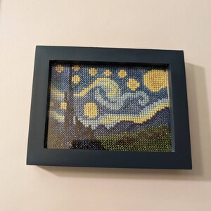 星月夜のミニクロスステッチパターンPDF、ゴッホ、小さなミニアート