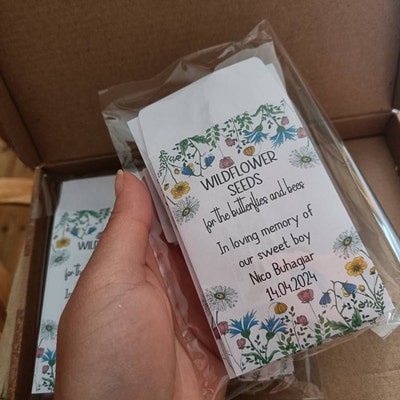 Personalised Wildflower Seed Packets Envelopes X 50 Funeral Seed ...