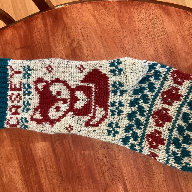 A customer's finished Woodland Fox Stocking Crochet Pattern