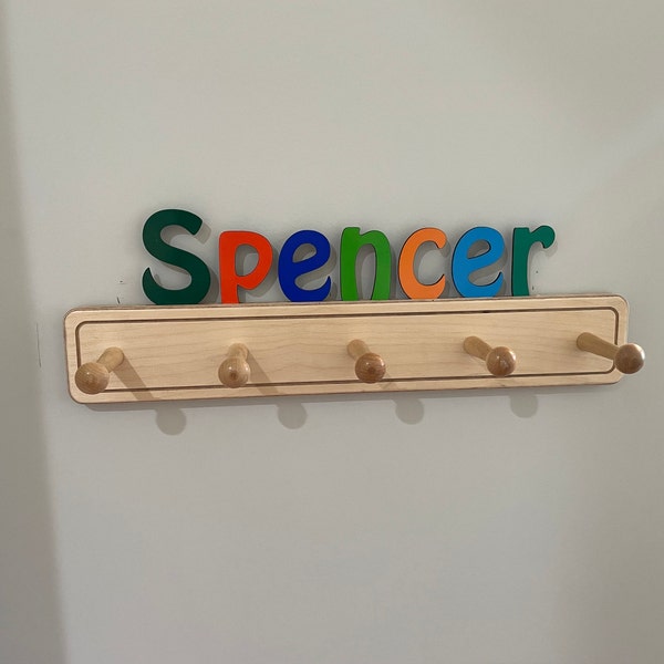 Colorful Kids Coat Rack With Personalized Name - Fast Delivery - Etsy