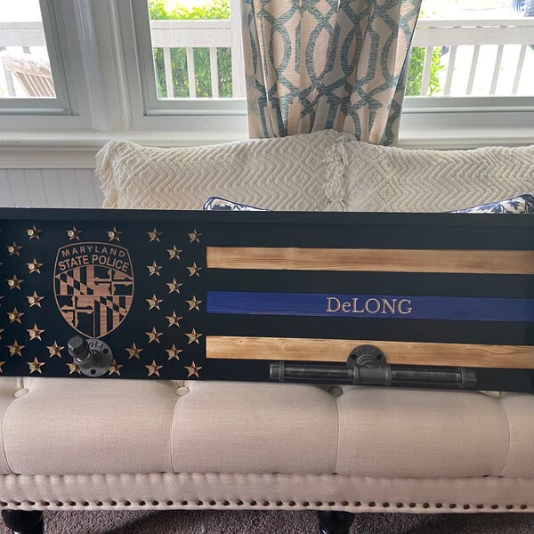 Blue Line Gear Rack Police Gear Rack - Thin Blue Line Gear Rack - Police Officer Gift ...