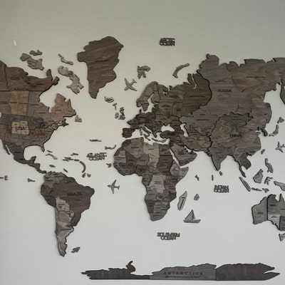 Kids Room Decor, Wood World Map Wall Art, Home Wall Decor for Office ...
