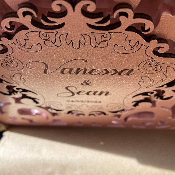 Rose Gold Card Box With Slot Lock Wedding Money Box Rustic Card Box ...