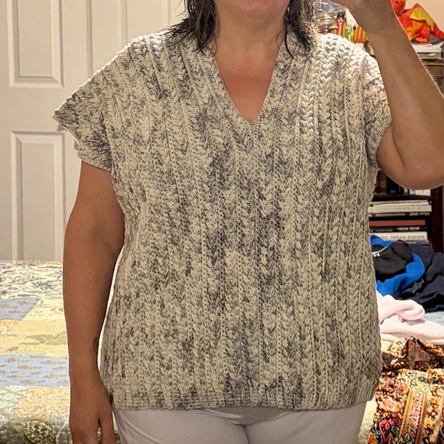 A customer's finished Braided Wheat Stitch Easy Summer Top Crochet Pattern