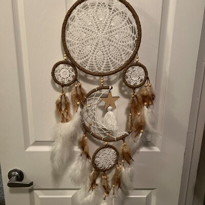 Dreamcatcher Moon and Stars Hanging Over the Bed, Large Dream Catcher ...