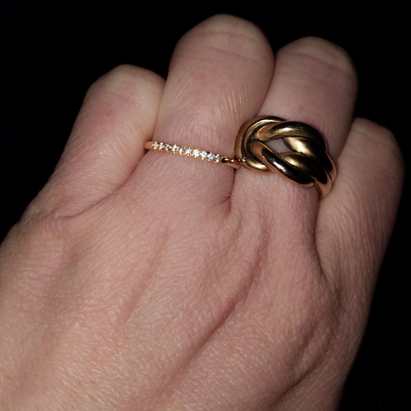 Simple CZ Band, Dainty Stacking Ring, Gold Minimalist Ring, CZ Ring ...