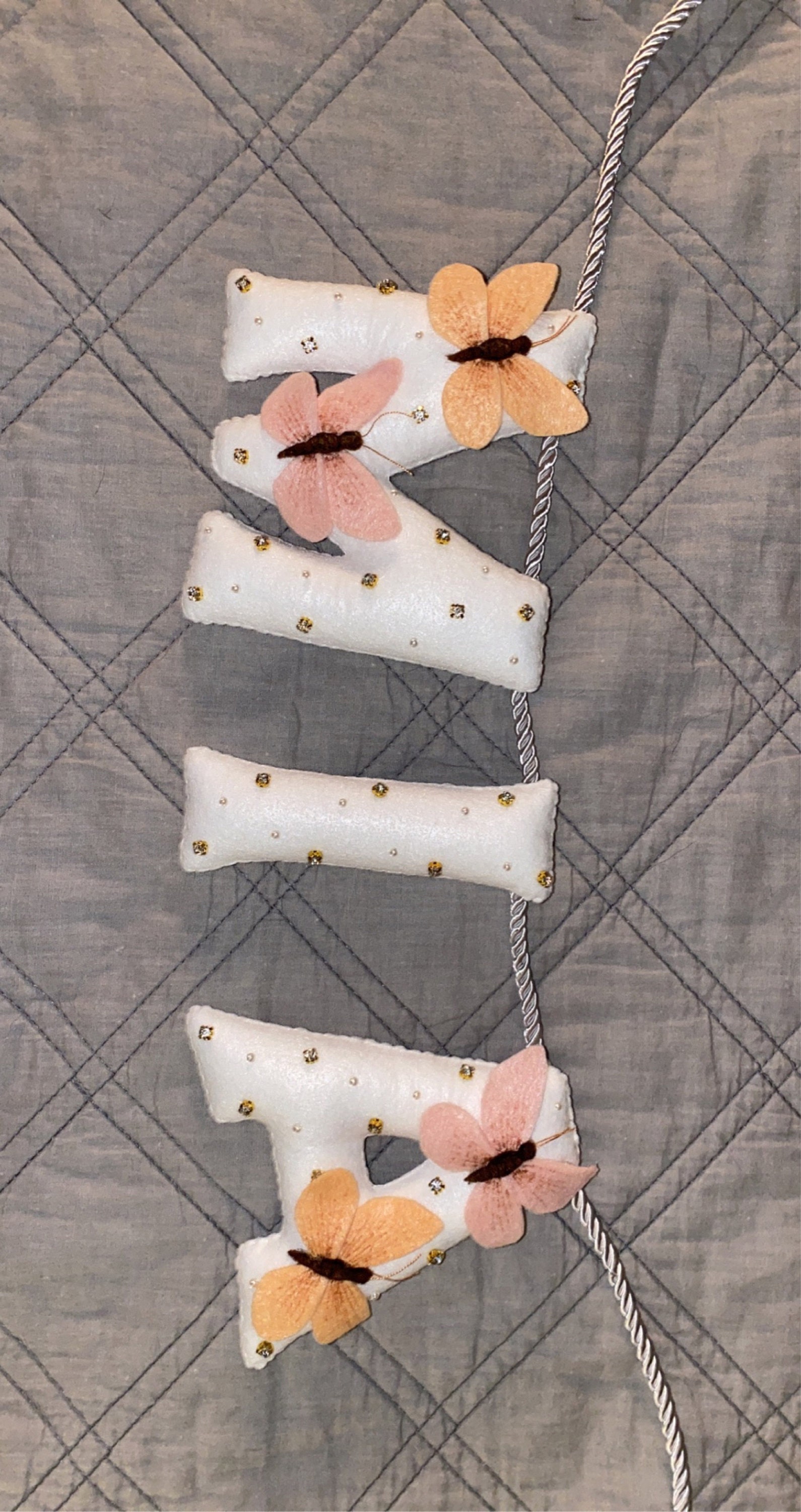 Baby name sign, Butterflies nursery decor, felt name banner, baby shower gift, baby room wall art