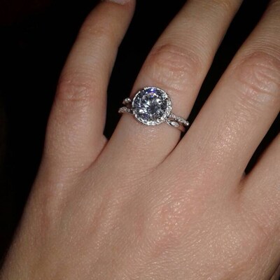 Pear Shape Engagement Ring Set Art Deco & Channel Set Bands Rose Gold ...