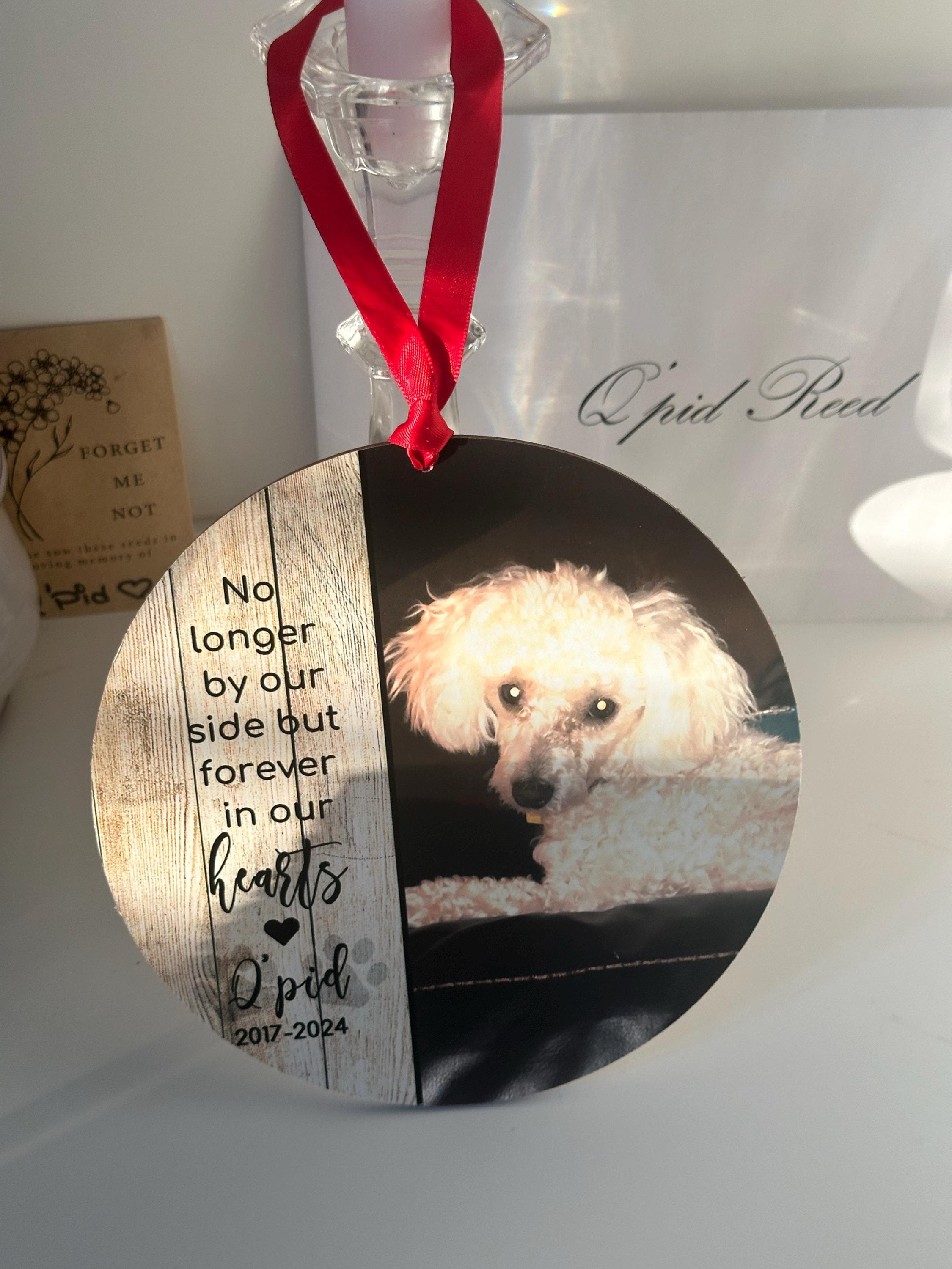 Personalized Pet Sympathy Gift - Christmas Photo Ornament - 4" or 6 (JUMBO)" - Personalized Christmas Ornament - Dog Memorial Photo