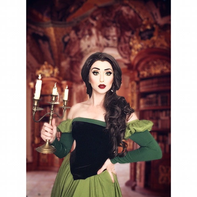 green emerald velvet dress Beauty and the Beast Costume Belle Cosplay Green Dress For Adult Femal   Cosplaysky.ca