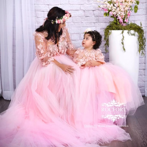 Royal Blue Mother Daughter Matching Dress, Dresses for Birthday Party ... image.