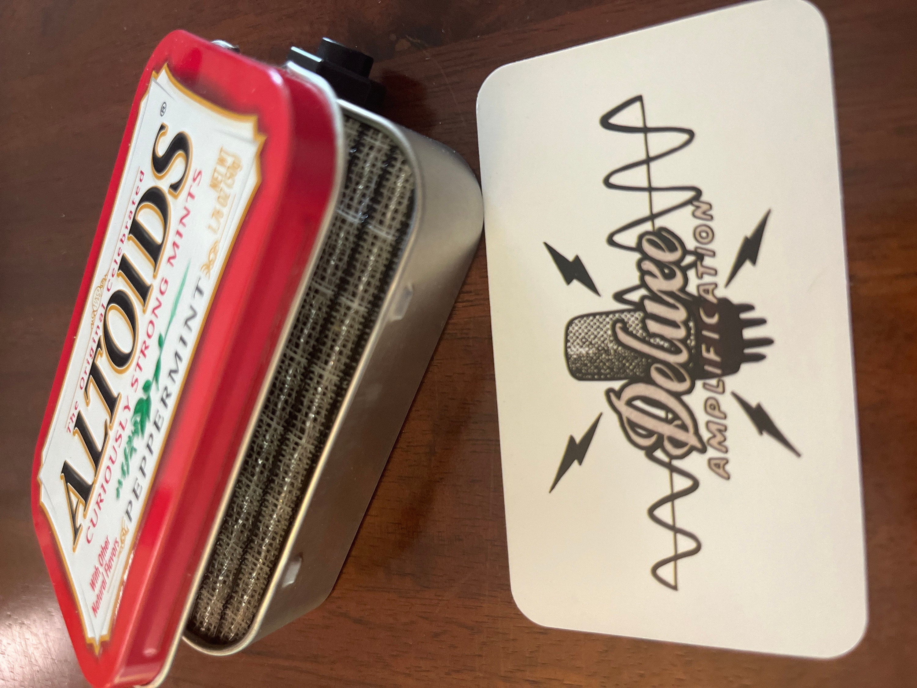Portable Mint Tin Amp and Speaker for Electric Guitar- Altoids Red/Black handmade gifts for musicians FREE SHIPPING