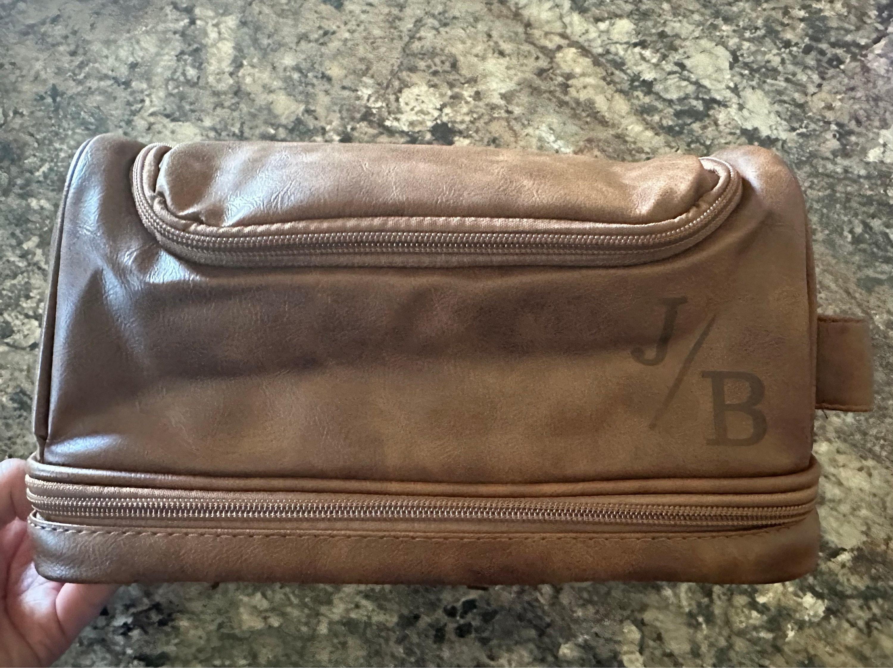 Personalized Travel Bag For Men, Faux Leather Hanging Toiletry Bag, Dopp Kits Personalized, Custom Gift For Men, Groomsmen Dopp Kit For Him