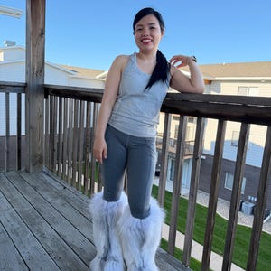 White Arctic Fox Fur Boots for Women Winter Fur Boots Mukluks