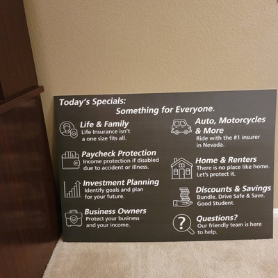 Insurance Menu Sign for Office Coffee Station 1/8 Thick PVC or Aluminum ...