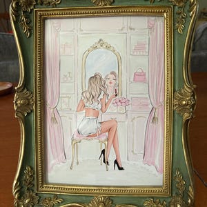 Personalized Vanity Art Print, Glamorous Fashion Illustration, Custom Makeup Room Wall Art, Chic Dressing Table Decor, Elegant Beauty Print