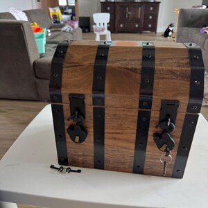 Stained Wooden Treasure Chest: Pirate Decor With Secret