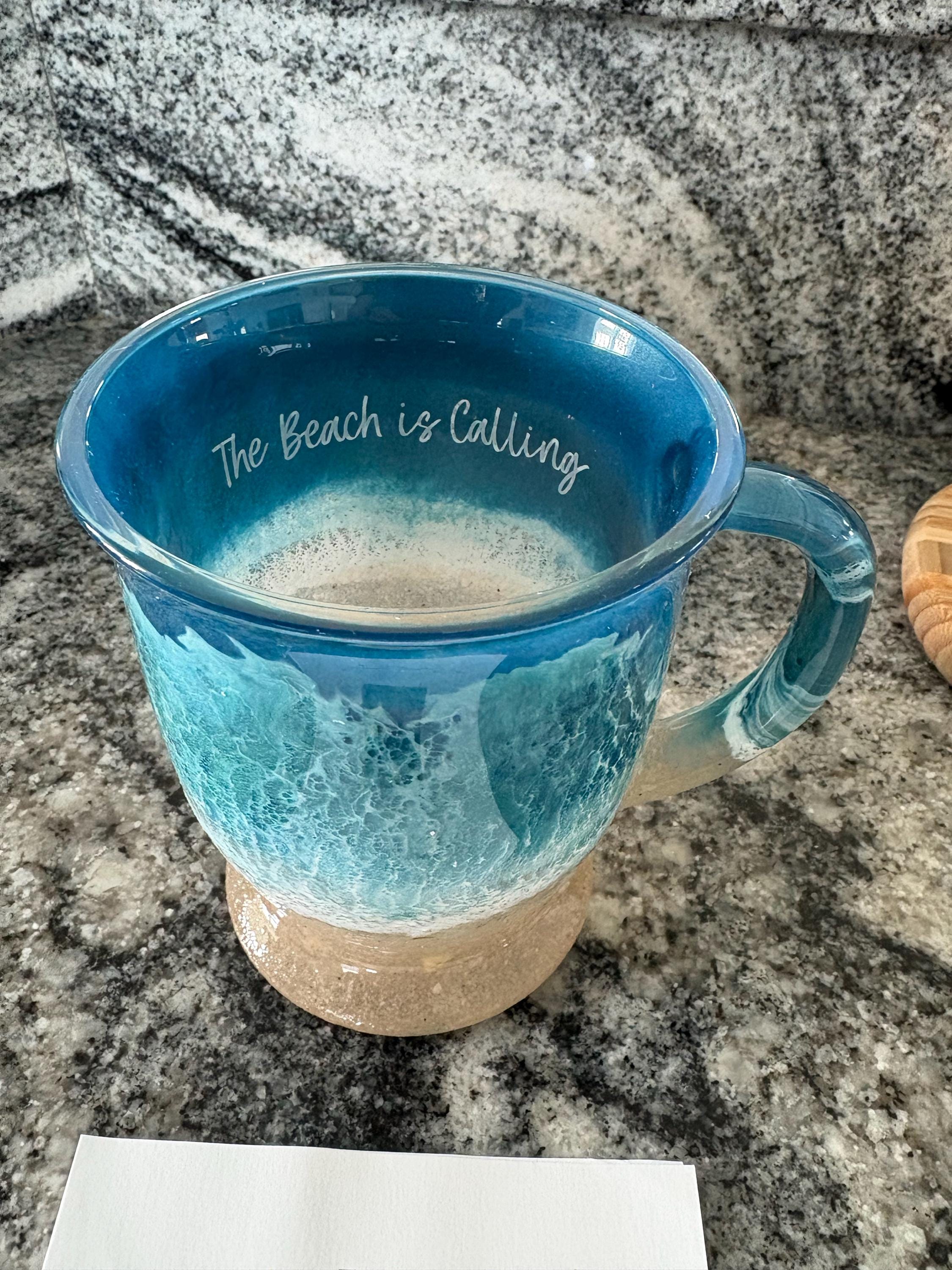 Blue Beach Inspired Coffee Mug, large coffee cup, small coffee mug, wine glass, coffee cup, cool glassware, unique coffee mug, stemless wine