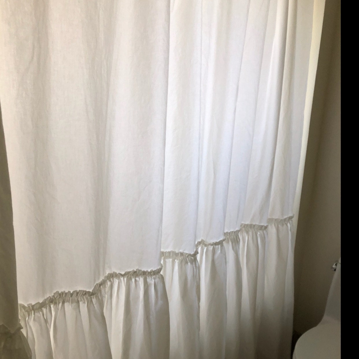 Extra Long Shower Curtains Shabby Chic Ruffled White | Etsy