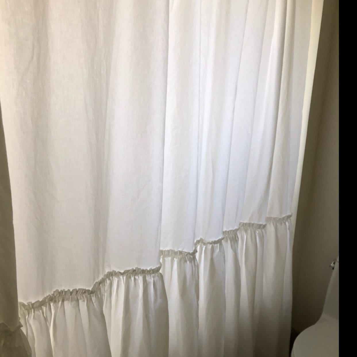 Extra Long Shower Curtains Shabby Chic Ruffled White Etsy