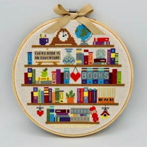 Book Lover's Shelf Bookshelf Cross Stitch Pattern PDF Cute Room