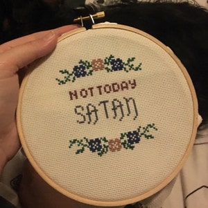 Not Today Satan Cross Stitch Pattern Funny Instant Download Etsy