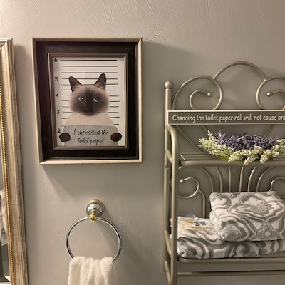 Set of 4 Black Cat Bathroom Wall Art Bathroom Wall Decor Set - Etsy