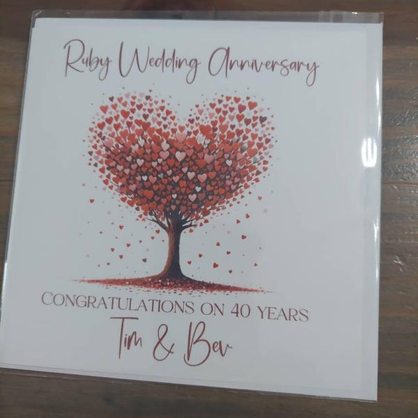 Personalised Ruby 40th Wedding Anniversary Card - Etsy
