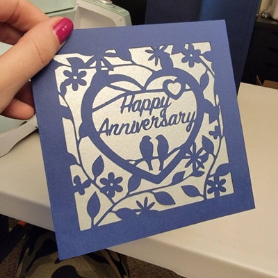 SVG Happy Anniversary Greetings Card Digital Cut File EPS png-dxf File