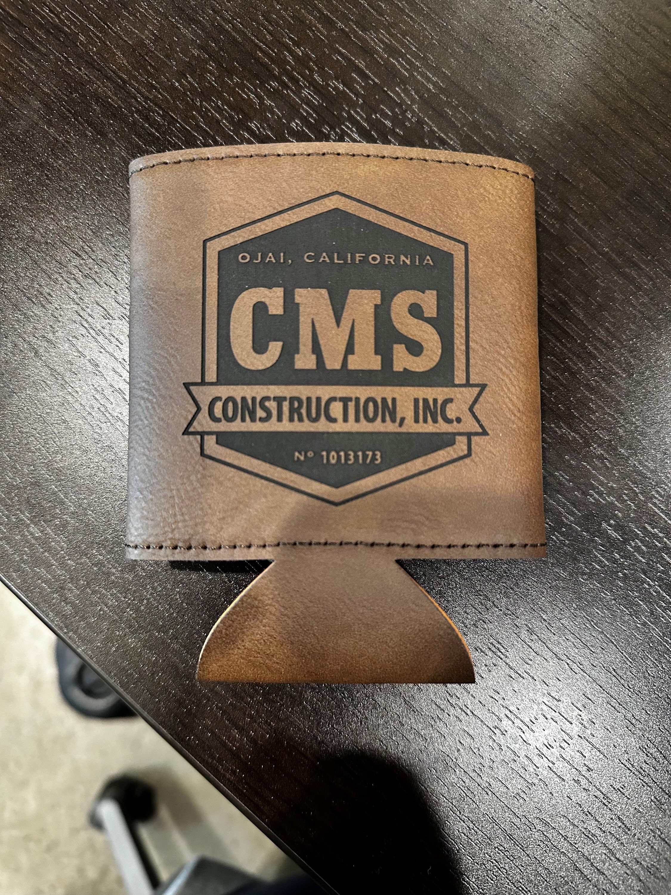 Customer photo of Custom Logo Engraved Leatherette Beverage Holder from Jessica
