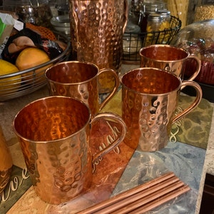 Solid Moscow Mule 100-percent Copper Mugs With Smooth Finish 16-ounce With Solid Copper Handle