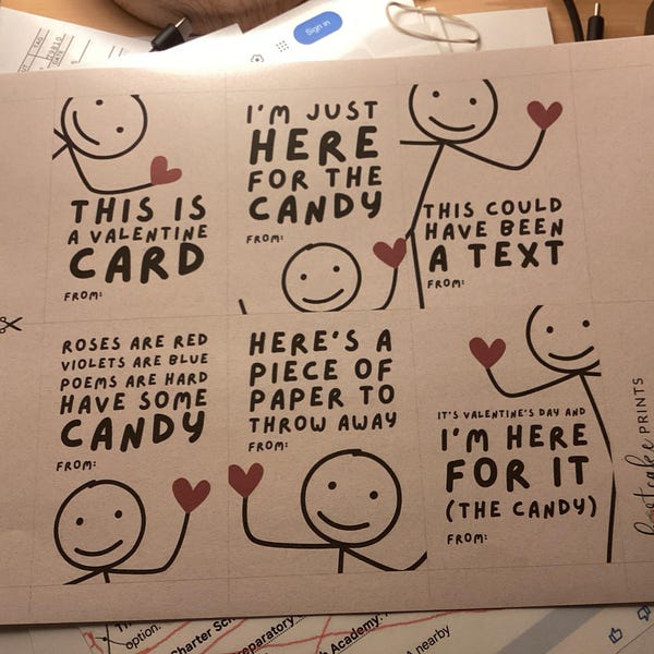 Funny Kids Valentine's Day Cards, Printable Classroom Valentines ...