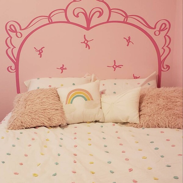 French Headboard Vinyl Wall Decal - Kids Room Bed Frame Art - Etsy