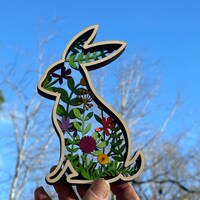 Easter Laser Cut Files Rabbits SVG Layered Bundle, Floral Bunny ...