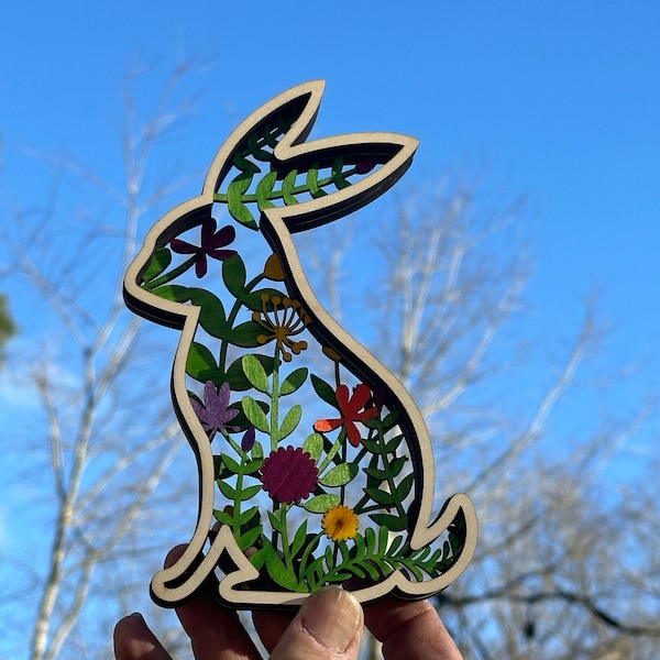 Easter Laser Cut Files Rabbits SVG Layered Bundle, Floral Bunny ...