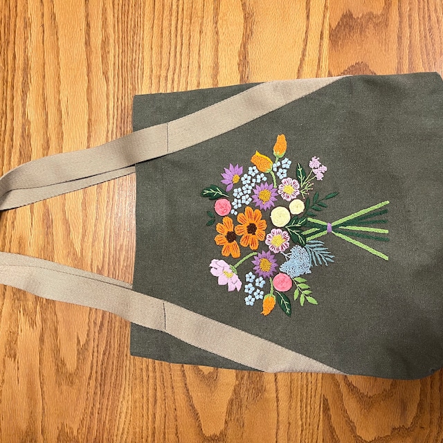 DIY Embroidery Bag with Supplies Organizer Bag with Flower Pattern