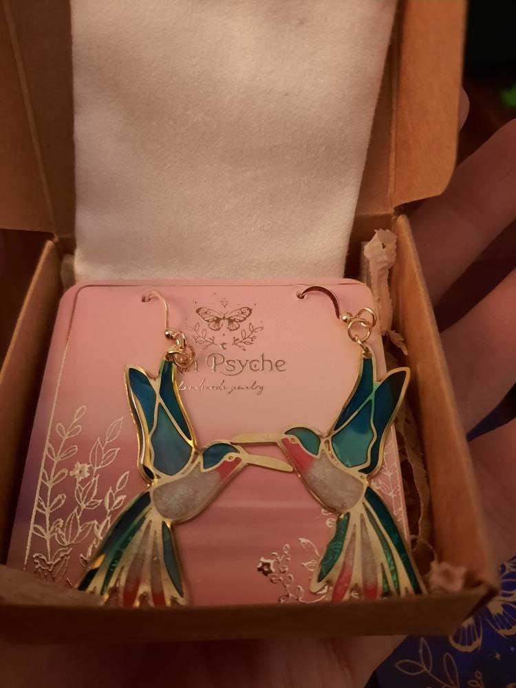 Hummingbird earrings Nature inspired, fairycore, bird earrings, hummingbird jewelry, fairy earrings, botanical earrings, Statement Earrings