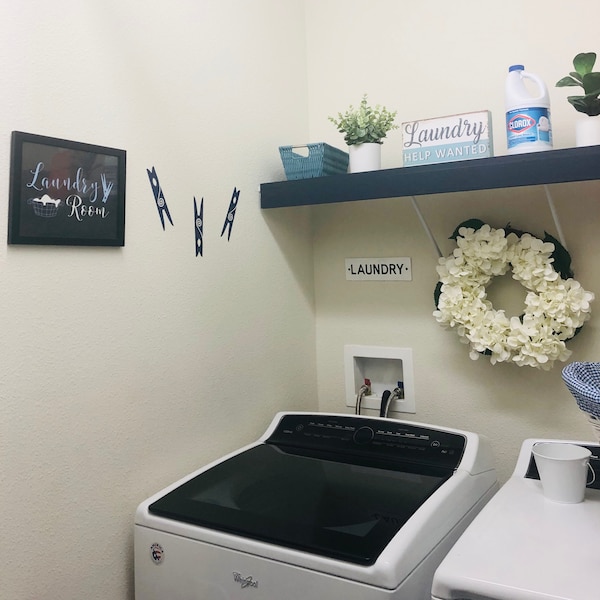 CLOTHESPINS, Laundry Decal, Vinyl Wall Quotes, Wall Quote Decal ...