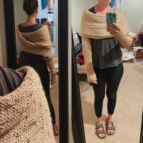 Knitted Scarf With Sleeves For Women, Sweater Scarf With Sleeves For Women, Fall Winter Scarf Wrap Shawl (Coffee,One Size) At Women's Clothing Store