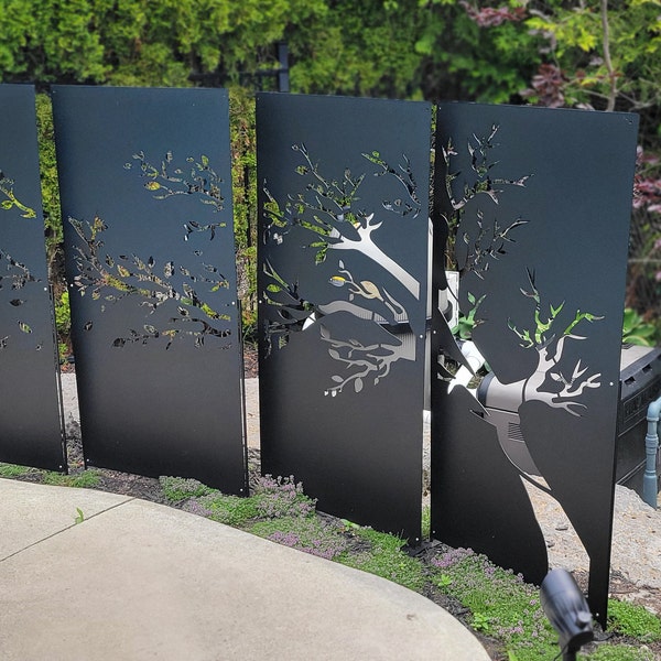 Windy Tree Metal Privacy Panel Set of 4 | Decorative Aluminum Garden ...