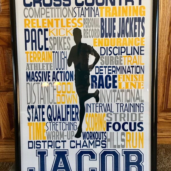 Cross Country Poster, Personalized Cross Country Sign, Gift for Runners ...