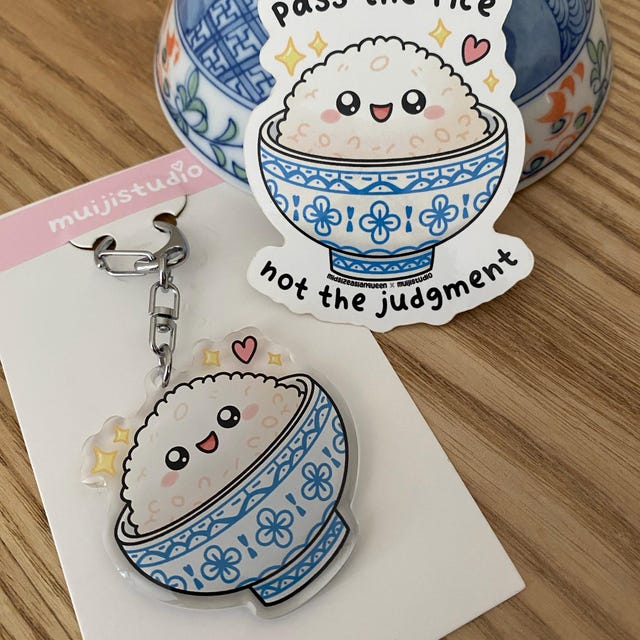 Pass the Rice Vinyl Sticker: Kawaii Foodie Decal - Etsy