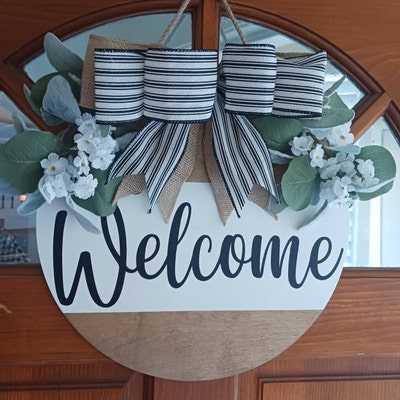 Welcome Front Door Sign Farmhouse Styled Decor Wreath for - Etsy