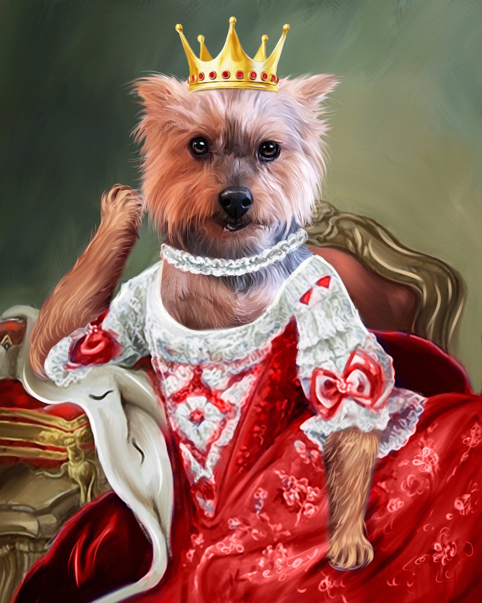 Royal Pet Portrait Regal Dog Portrait Custom Pet Portrait Etsy