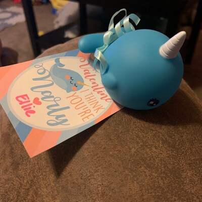 Valentine's Day Printable Tags Narwhal Valentine Narly - Etsy