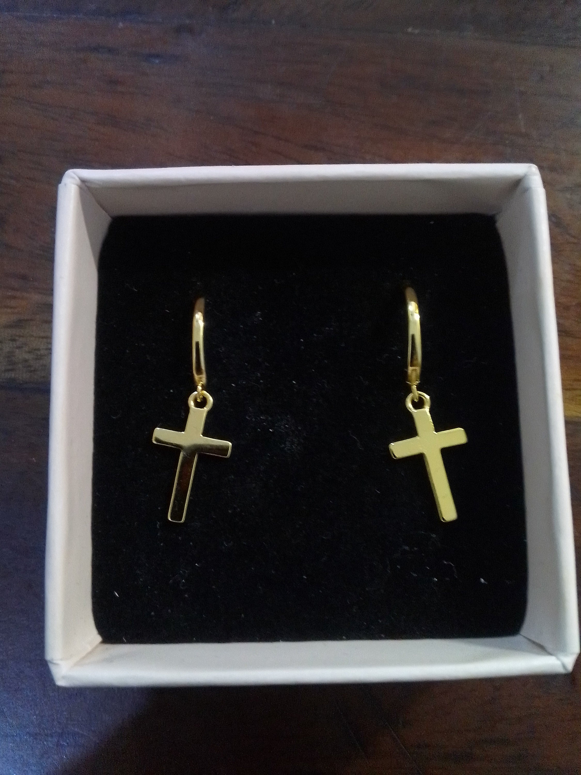 Dainty & Minimalist Cross Shaped Charm Huggie Hoop Earrings