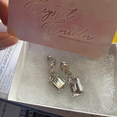 thumbnail image 2 of Silver Dangle Earrings: Crystal Rhinestone Drop Earrings... 2 of 12