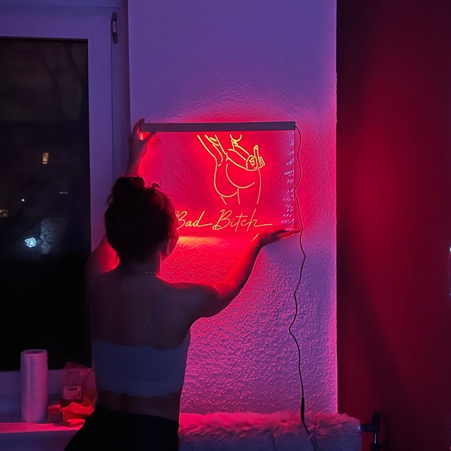 Bad Hündin Neon Schild, Bad Bitch LED Zeichen, Bad Bitch Wandkunst