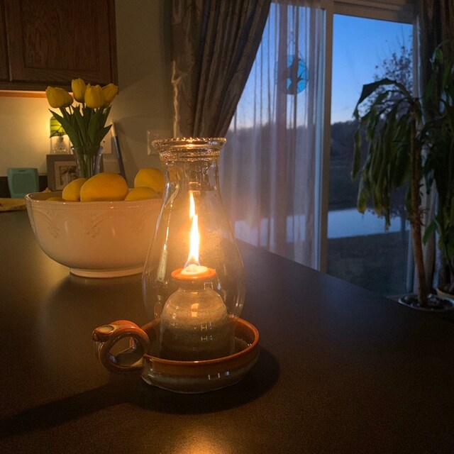 Pottery Oil Lamp in Opal Glaze With Globeready TO SHIP Etsy