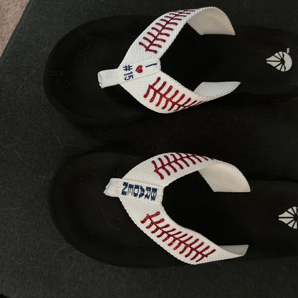 Personalized Baseball Flip Flops, Custom Sandals With Stitches ...